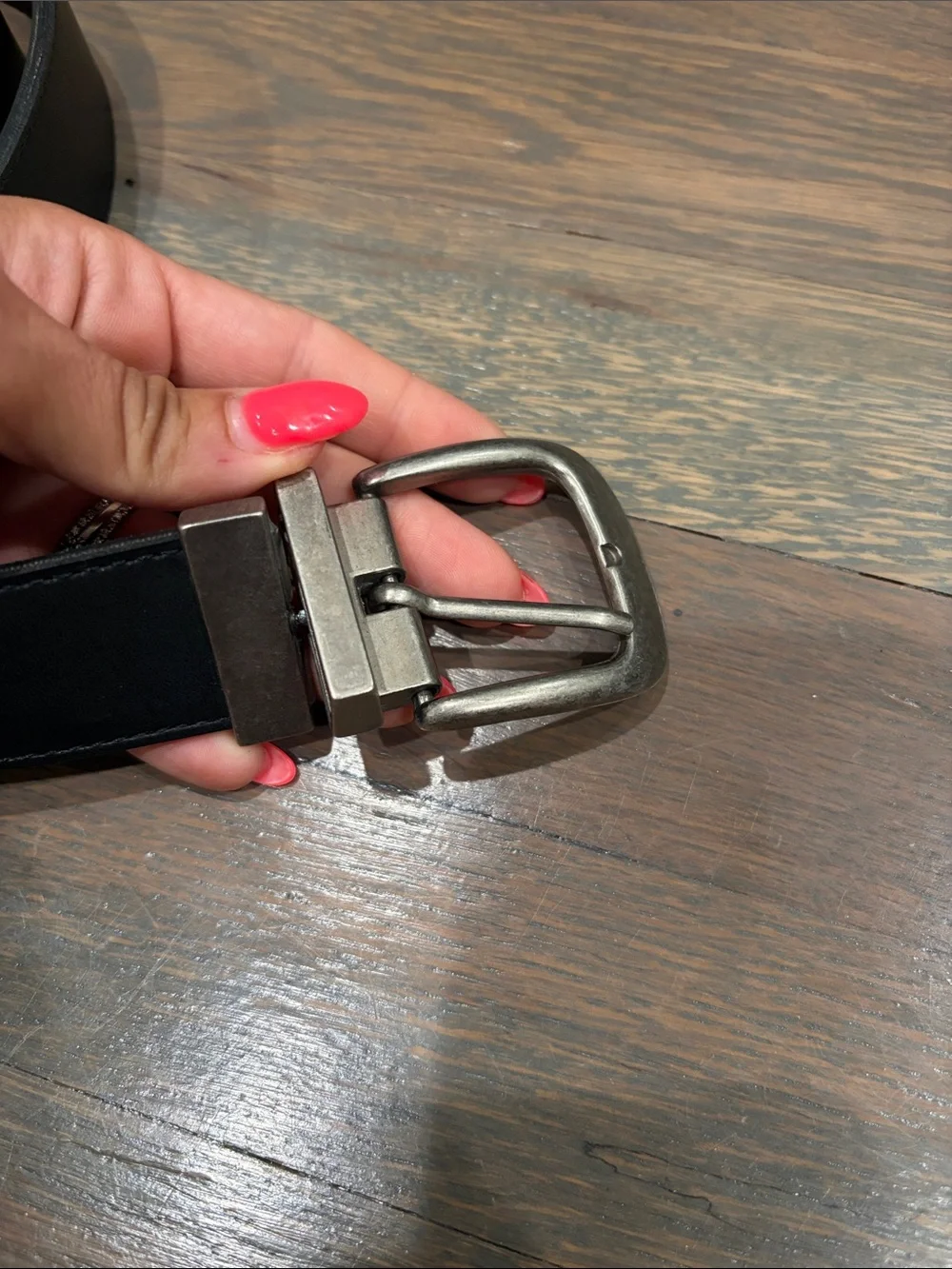 Reversible Women's Belt with Silver Buckle